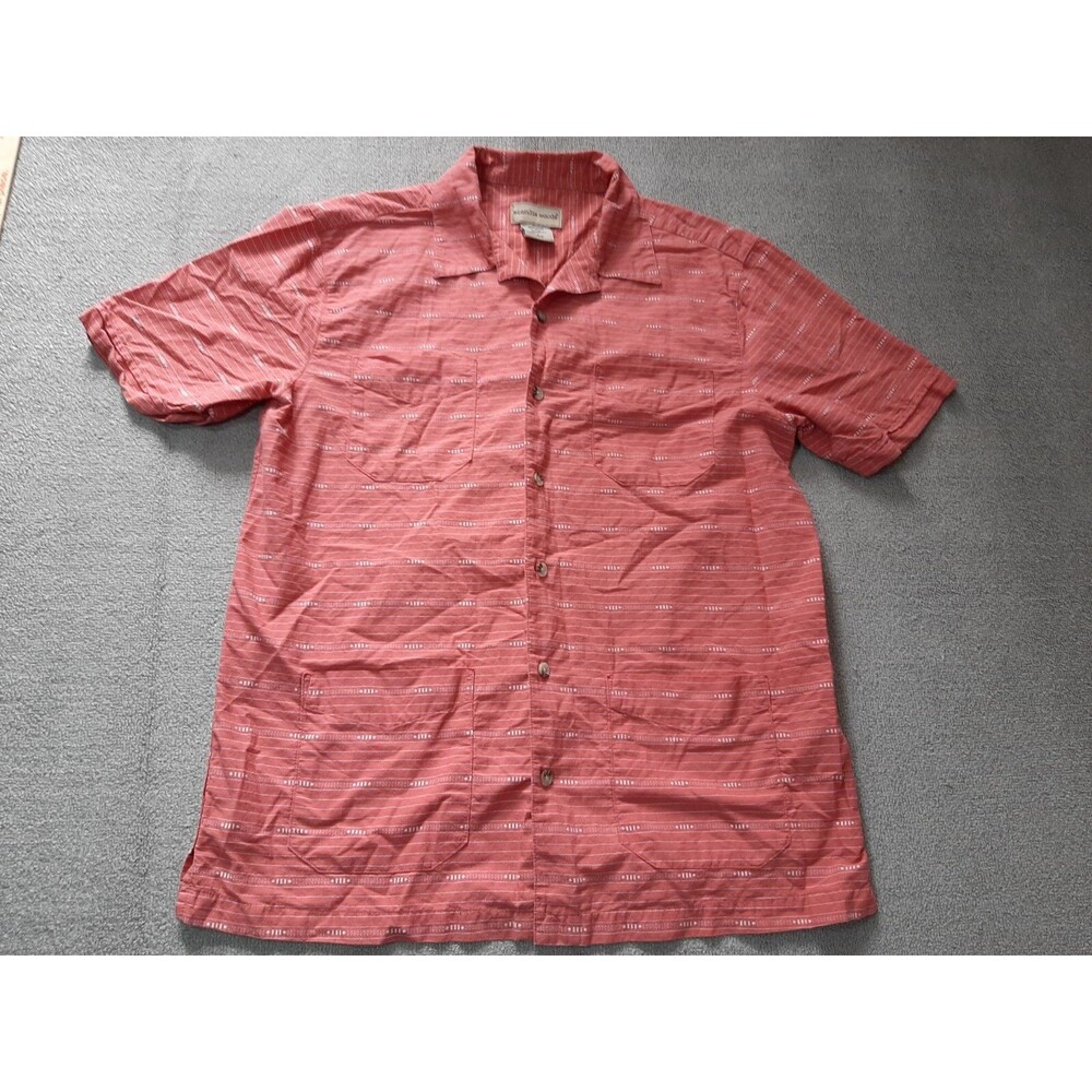 Scandia Woods Short Sleeve Button Up Womens Medium M Pink Short Sleeve 4 pockets
